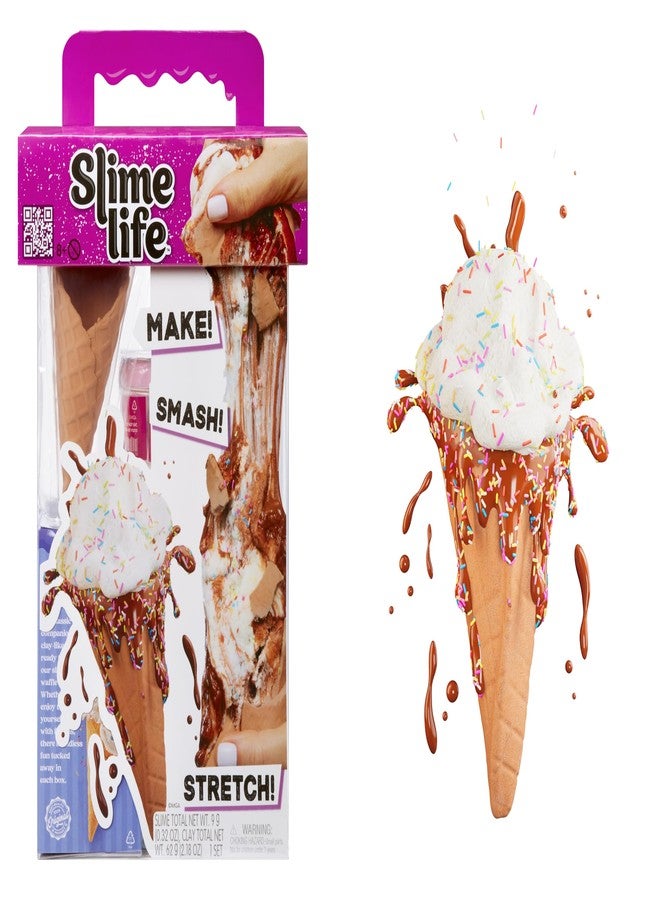 Slime Life Ice Cream Cone DIY Slime Kit - Unboxing Ingredients to Make, Smash, and Stretch Your Food Slime, Ages 8+ - Image 1